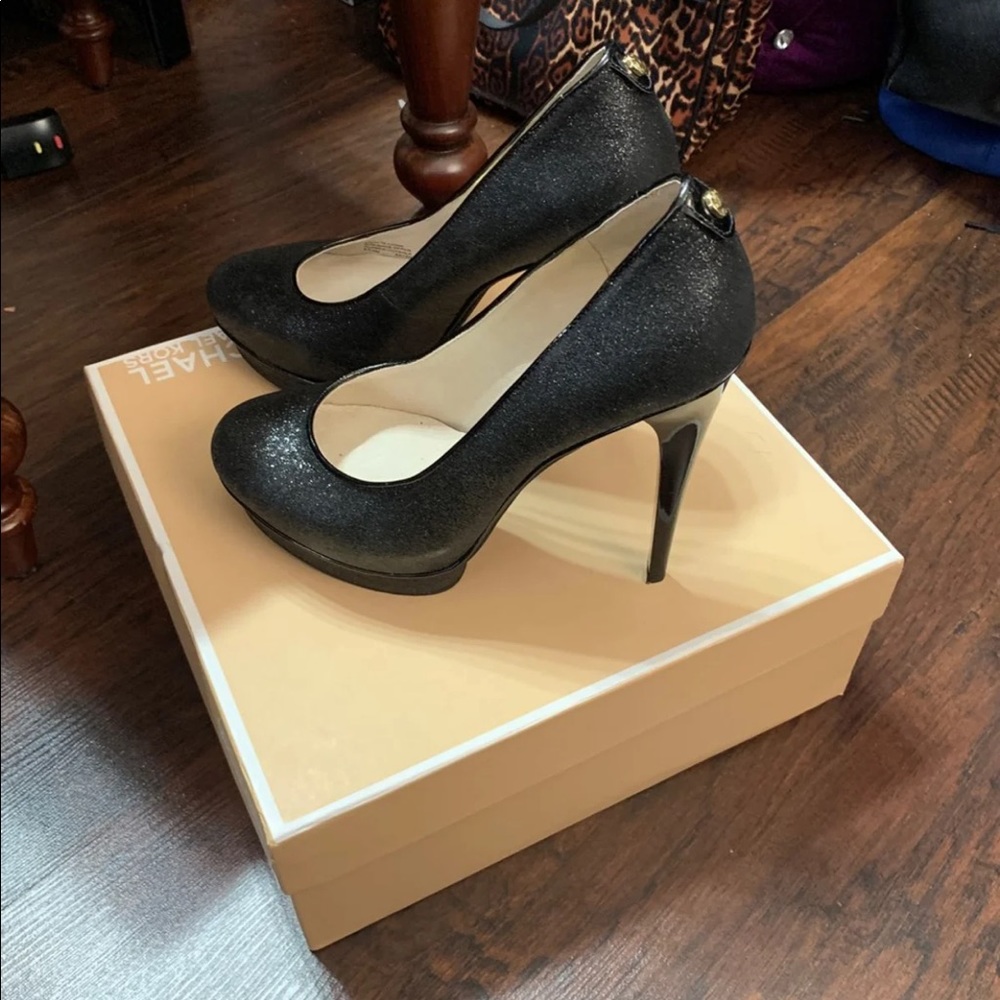 Michael Kors glitter black heels with platform